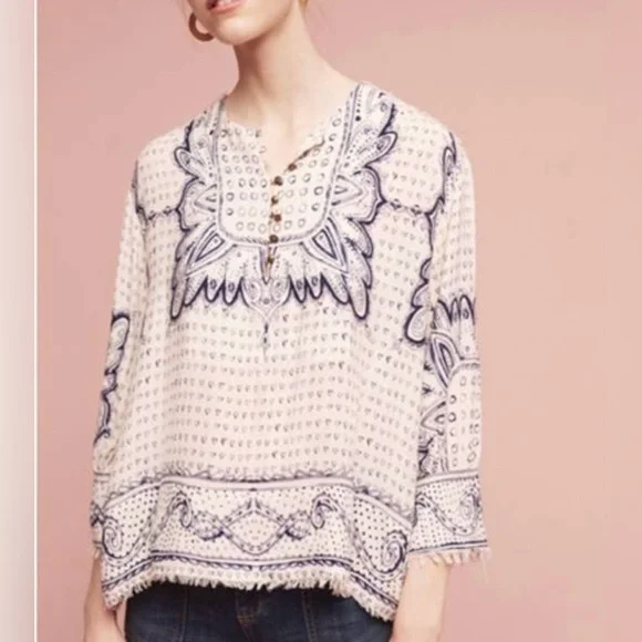 Maeve By Anthropologie Tops 3/4 Sleeve
Morgan Heart Printed Size XS. - Picture 1 of 17